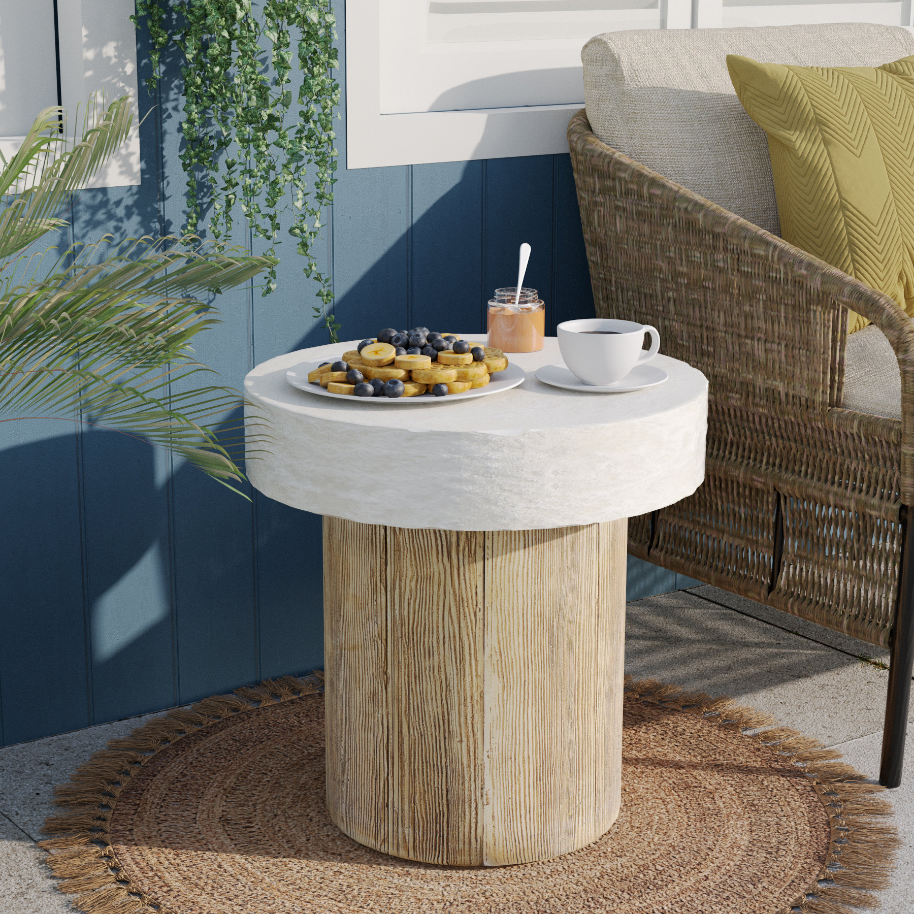 Faux concrete outdoor side table discount